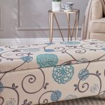 “Christopher Knight Home Breanna Storage Ottoman in White and Blue Floral pattern placed in living room”