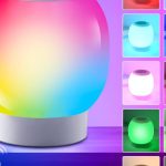 "RGB ambient night light with touch control, remote control, stepless dimming, and 8000mAh battery"