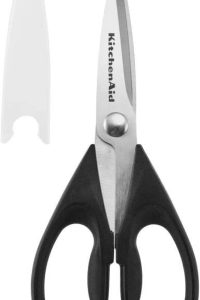 KitchenAid All Purpose Kitchen Shears 8.72 Inch in Black – Stainless Steel Scissors with Soft Grip Handle and Protective Sheath, Dishwasher Safe