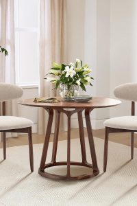 "COLAMY Wooden Dining Chairs set of 4 with beige upholstery in farmhouse kitchen"