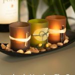 “Dawhud Direct decorative votive candle holders with 3 LED tea lights and tray”