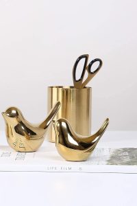"FANTESTICRYAN small birds statues gold for home decoration"