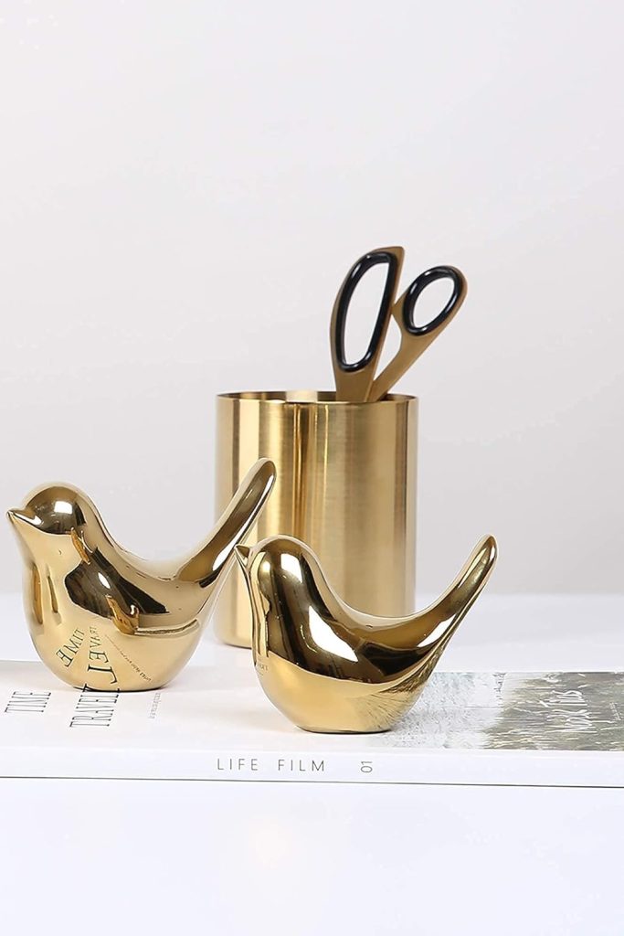 "FANTESTICRYAN small birds statues gold for home decoration"