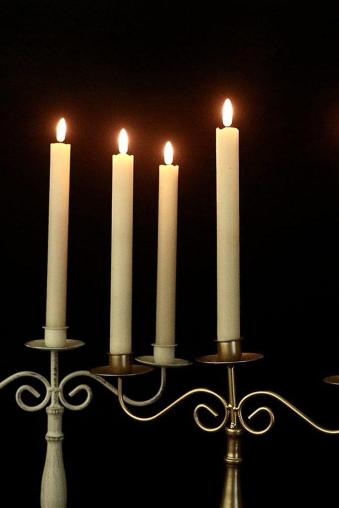"GenSwin flameless ivory taper candles flickering with remote"