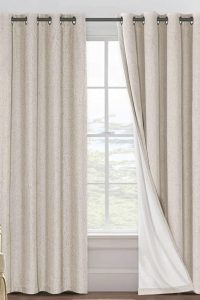 “H.VERSAILTEX 100% blackout linen curtains set of 2 with white liner, 84-inch grommet panels”