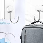 Large adhesive wall hooks for bathroom and kitchen – 8 pack waterproof transparent hooks