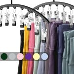 Legging Organizer for Closet – Metal Yoga Pants Hangers 2 Pack with 10 Rubber-Coated Clips in Black
