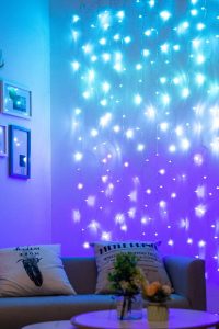 "Curtain fairy lights LED string lights for teen girls bedroom wall"