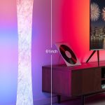 WORLD WIN 61-inch Smart RGB LED Corner Lamp in a modern living room with vibrant color glow