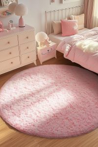 "Ophanie Round Rug 5Ft Circle – Soft Shaggy Carpet for Bedroom"