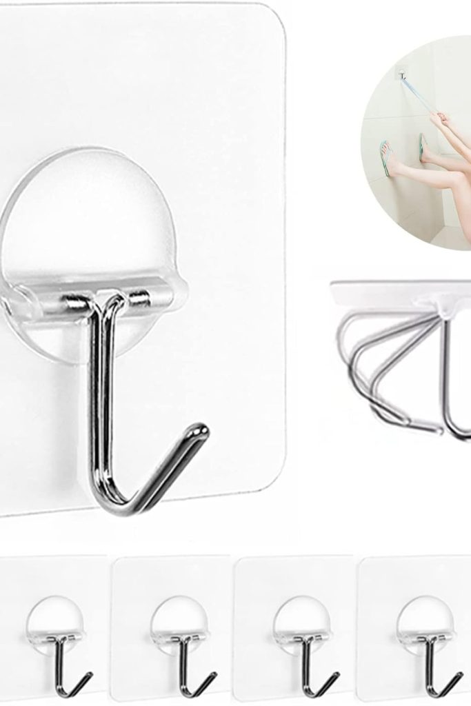 Transparent Self-Adhesive Wall Hooks 8 Pack for Kitchen, Bathroom, and Bedroom