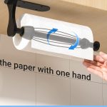“Under cabinet paper towel holder with one-handed tear and ratchet mechanism”