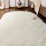 Softlife fluffy rug for kids’ bedroom – creamy oval shag area rug