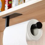 “ASTOFLI under cabinet paper towel holder, matte black, no drill installation”