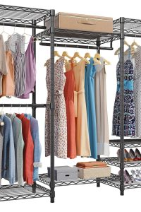 VIPEK V5 Portable Closet Wardrobe – Heavy Duty Black Clothes Rack with 4 Hanging Rods and 8 Adjustable Shelves