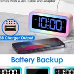 Cadmos cute pink loud alarm clock with RGB night light on a girls’ bedside table