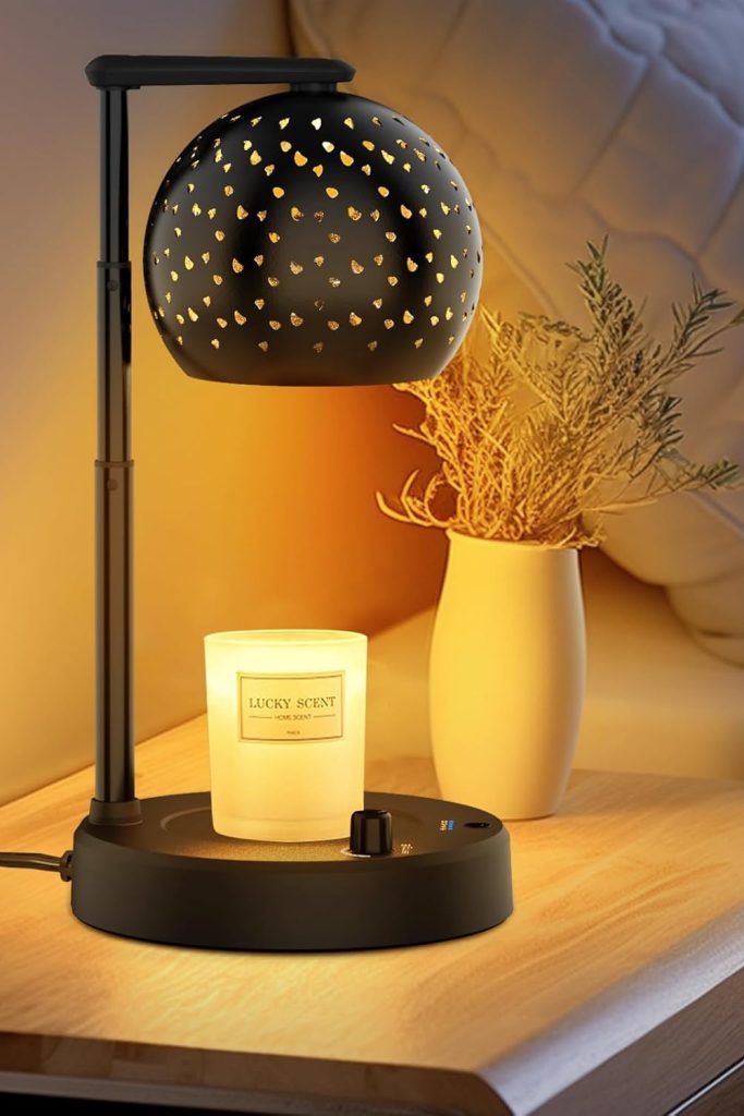 Elegant electric candle warmer lamp with timer and dimmer, perfect for home décor