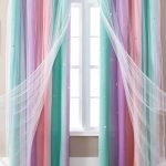 XiDi Rainbow Blackout Curtain Panel – 63 Inches Long x 34 Inches Wide – Purple, Pink & Green Unicorn Design for Girls Bedroom