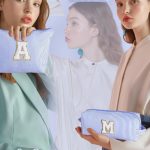 YOOLIFE Initial Makeup Bag Blue K with zipper and trendy design