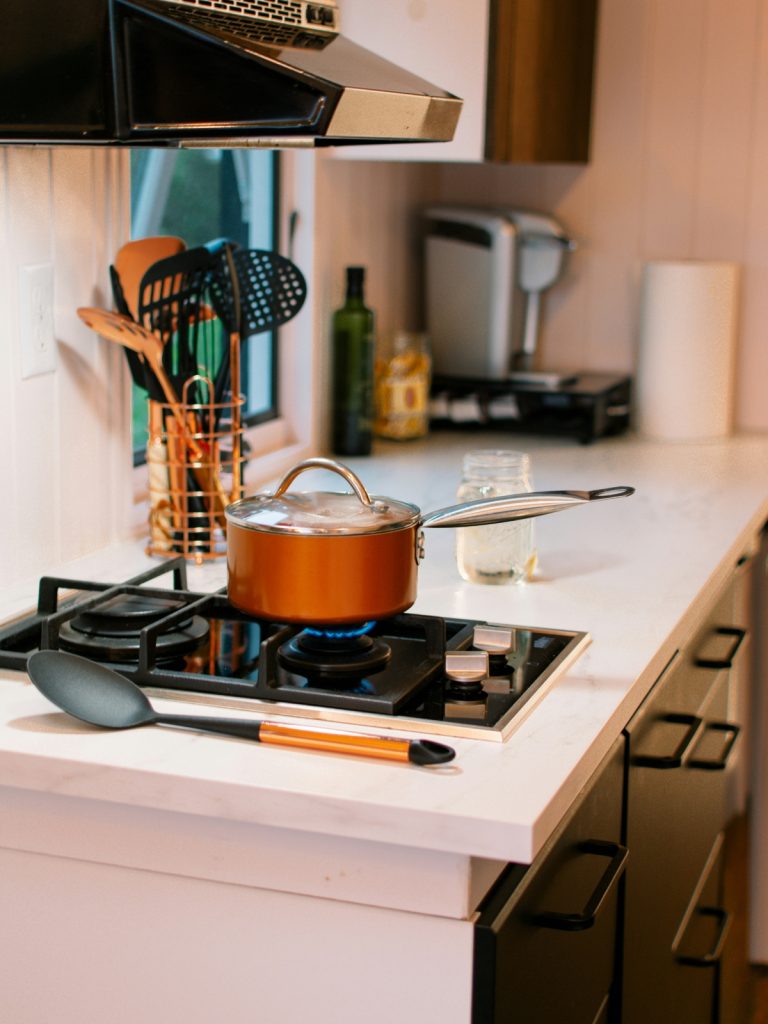Smart LED lighting in a modern small kitchen