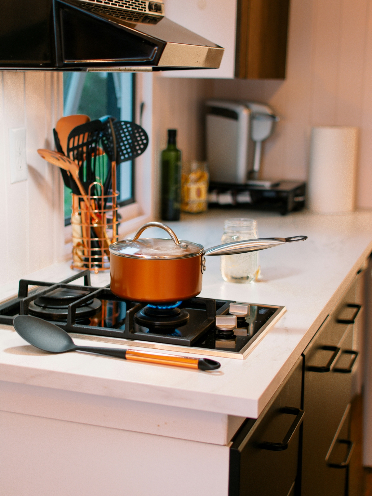 Smart LED lighting in a modern small kitchen
