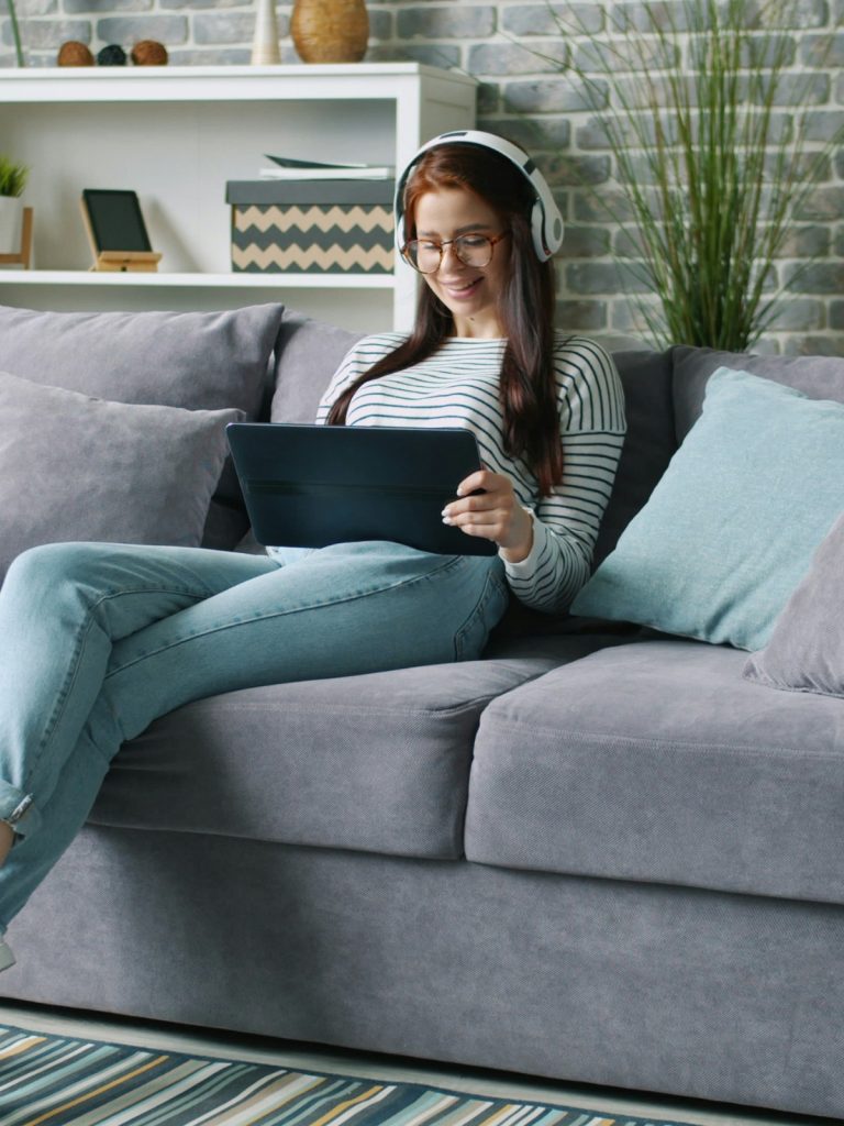 Modern living room sofa purchased safely online