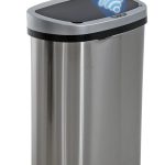 13 gallon automatic kitchen trash can with lid – stainless steel touch-free garbage bin for kitchen, bathroom, bedroom, and home office