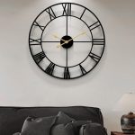 32 inch big wall clock with modern metal frame