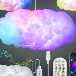 3D cloud-shaped LED strip lights with multicolor and warm white glow