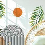 Boho mid-century modern wall decals peel and stick set
