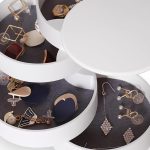 "White CONBOLA 5-layer rotating jewelry organizer with lid"
