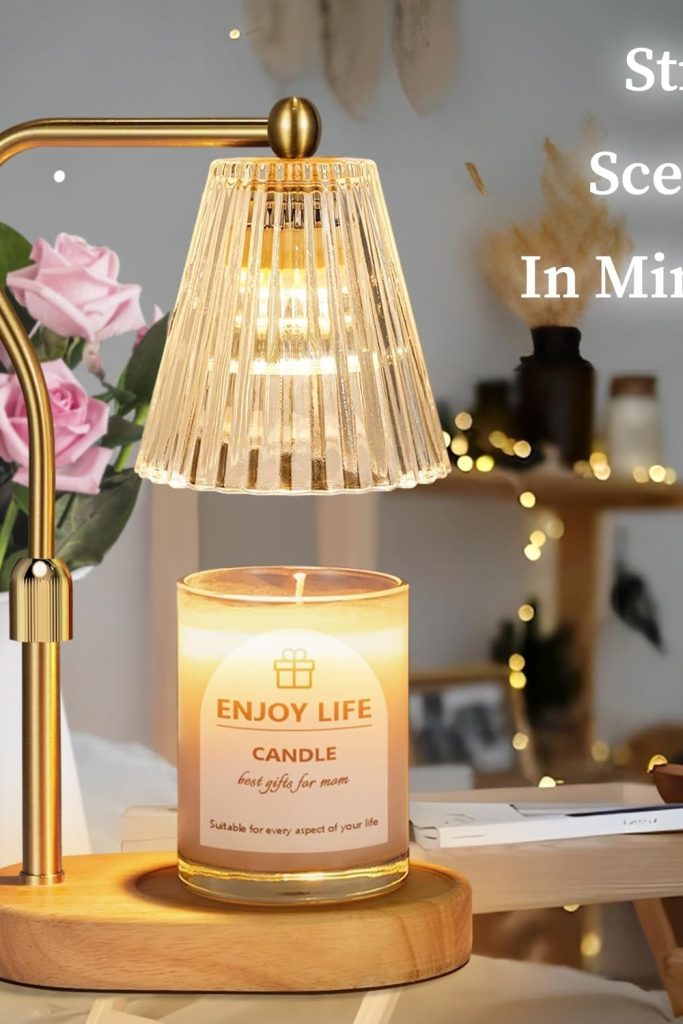 "Vintage candle warmer lamp with timer and adjustable height"