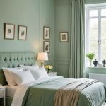 Dimoon green peel and stick wallpaper applied on living room wall