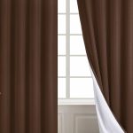Diraysid chocolate brown linen blackout curtains hanging in a modern bedroom