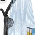 Dual filtered rain shower head combo with high pressure handheld and adjustable bar for chlorine and hard water removal