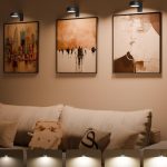 EZVALO 3-pack rechargeable picture lights mounted above framed artwork
