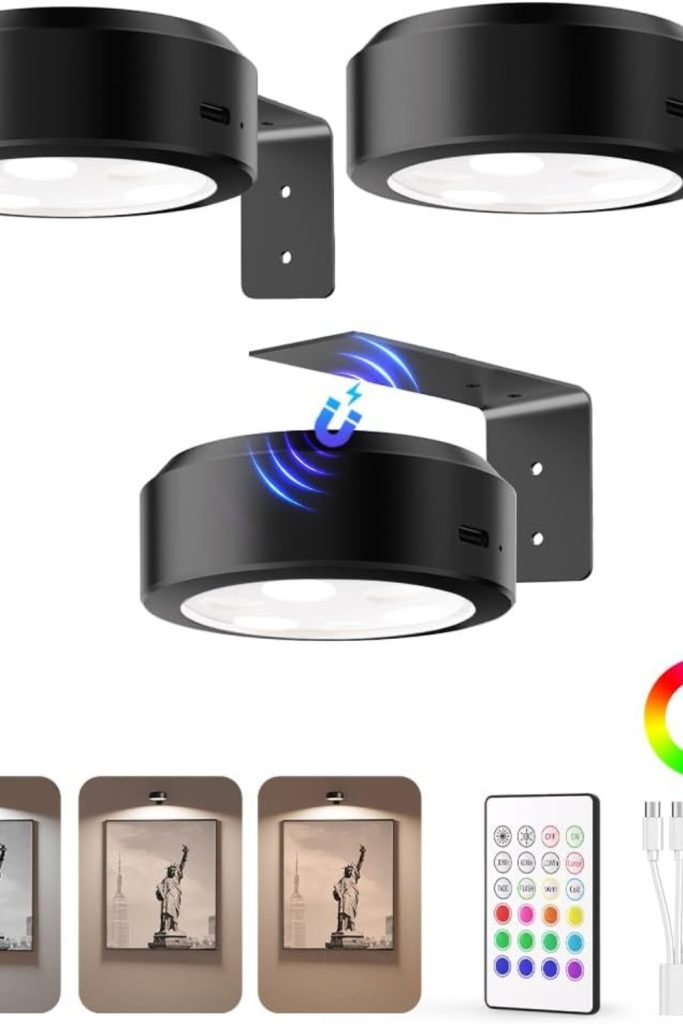 EZVALO 3-pack rechargeable magnetic poster lights for wall art