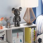 Furinno Luder 3-tier white bookcase with books and decorative items