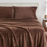 “Great Bay Home Twin Micro Fleece Sheet Set in Chocolate Brown, Lavish Sherpa Velvet Luxe Collection – Soft and Warm Bedding”