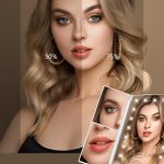 HUONUL makeup mirror with LED lights and 10X magnification on dresser