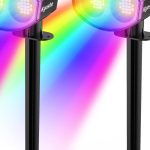 Kyosho RGBW solar color spotlights illuminating garden and trees