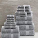 Lane Linen 24-piece cotton towel set in space grey