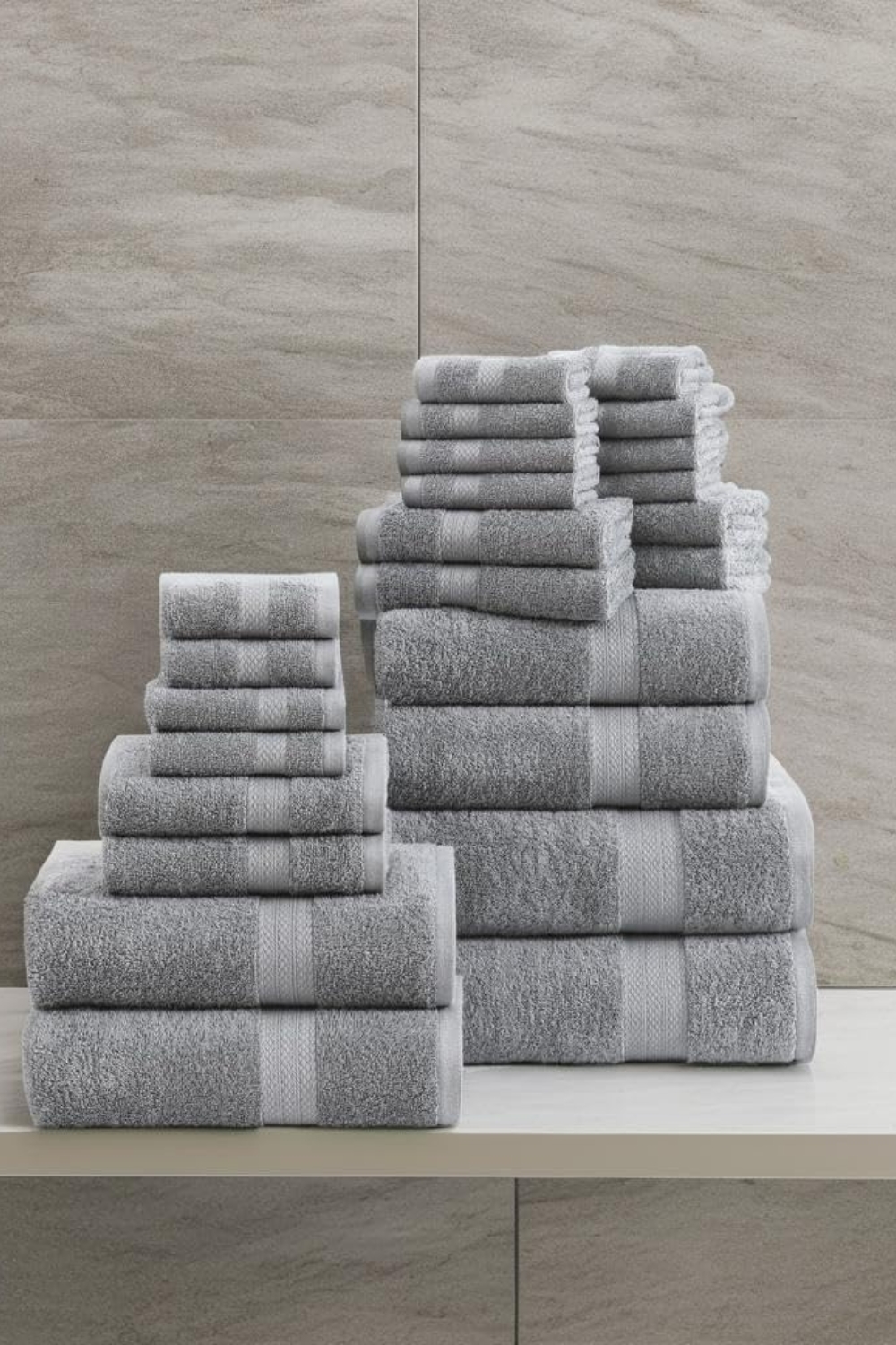 Lane Linen 24-piece cotton towel set in space grey