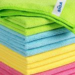 MR.SIGA microfiber cleaning cloth pack of 12 neatly stacked for home use
