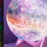 “Mydethun 3D moon lamp glowing with dual-color white and yellow light”