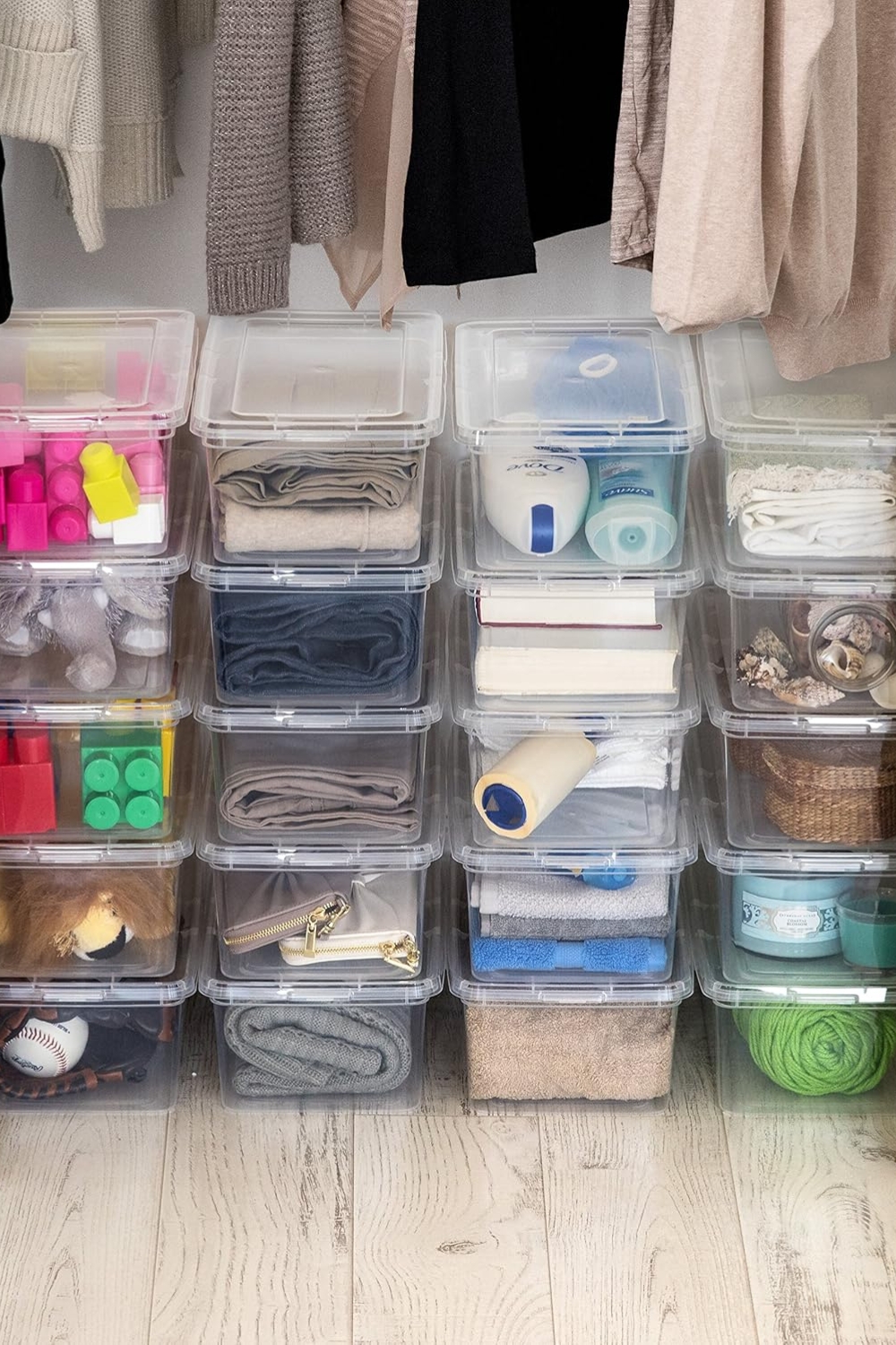 "IRIS USA 6 Quart Clear Storage Bins with Lids – 20 Pack Stackable Containers"