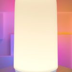 "Touch bedside table lamp with RGB lighting and modern design"
