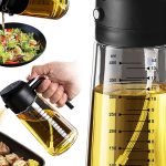 TrendPlain 16oz glass olive oil sprayer in black for kitchen cooking and air fryer use
