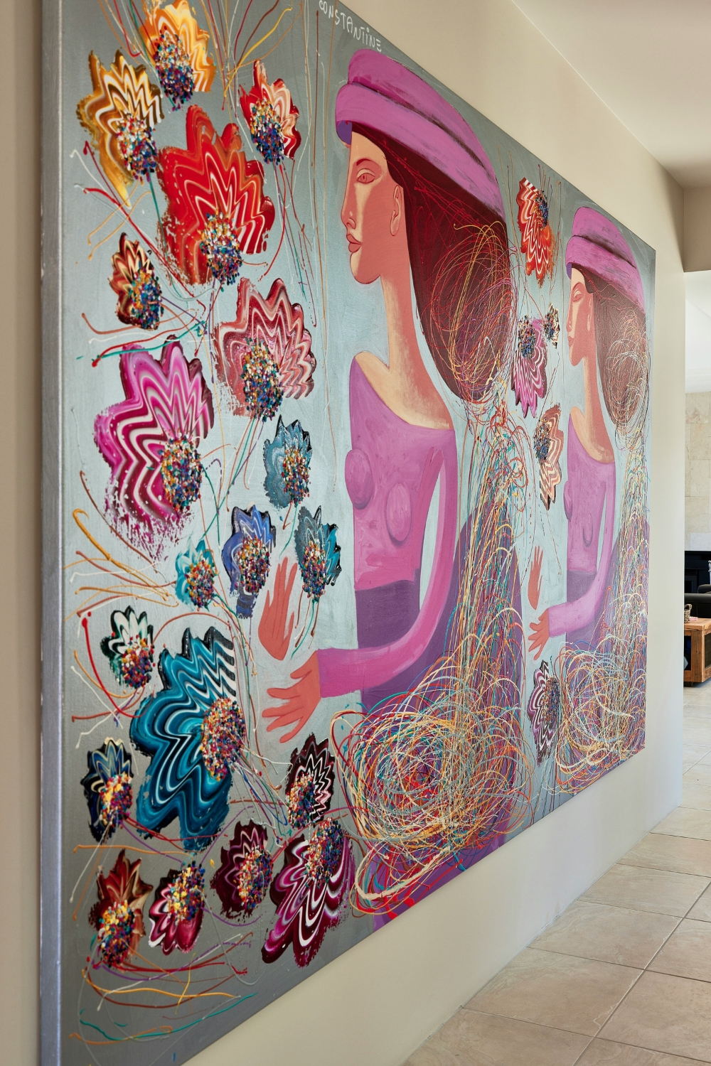 DIY wall art adding style to living room