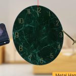 VIKMARI dark green 12-inch glass wall clock with easy-to-read numbers